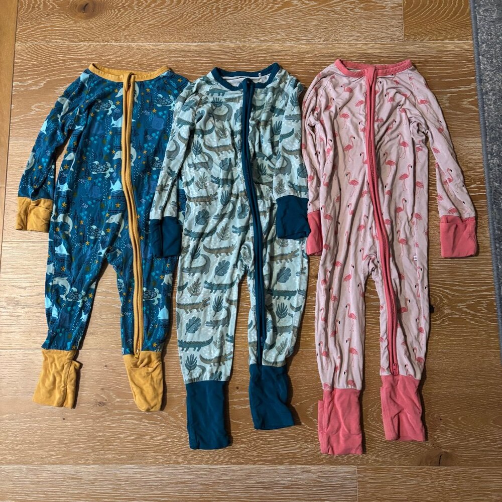 Emerson & Friends Bamboo Zipper PJs, Bundle of 3, 12-18 & 18-24 months,  GUC